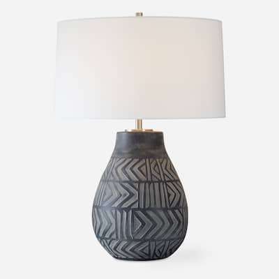 Uttermost Natchez Charcoal Table Lamp - 26.25" H X 19" W X 19" D