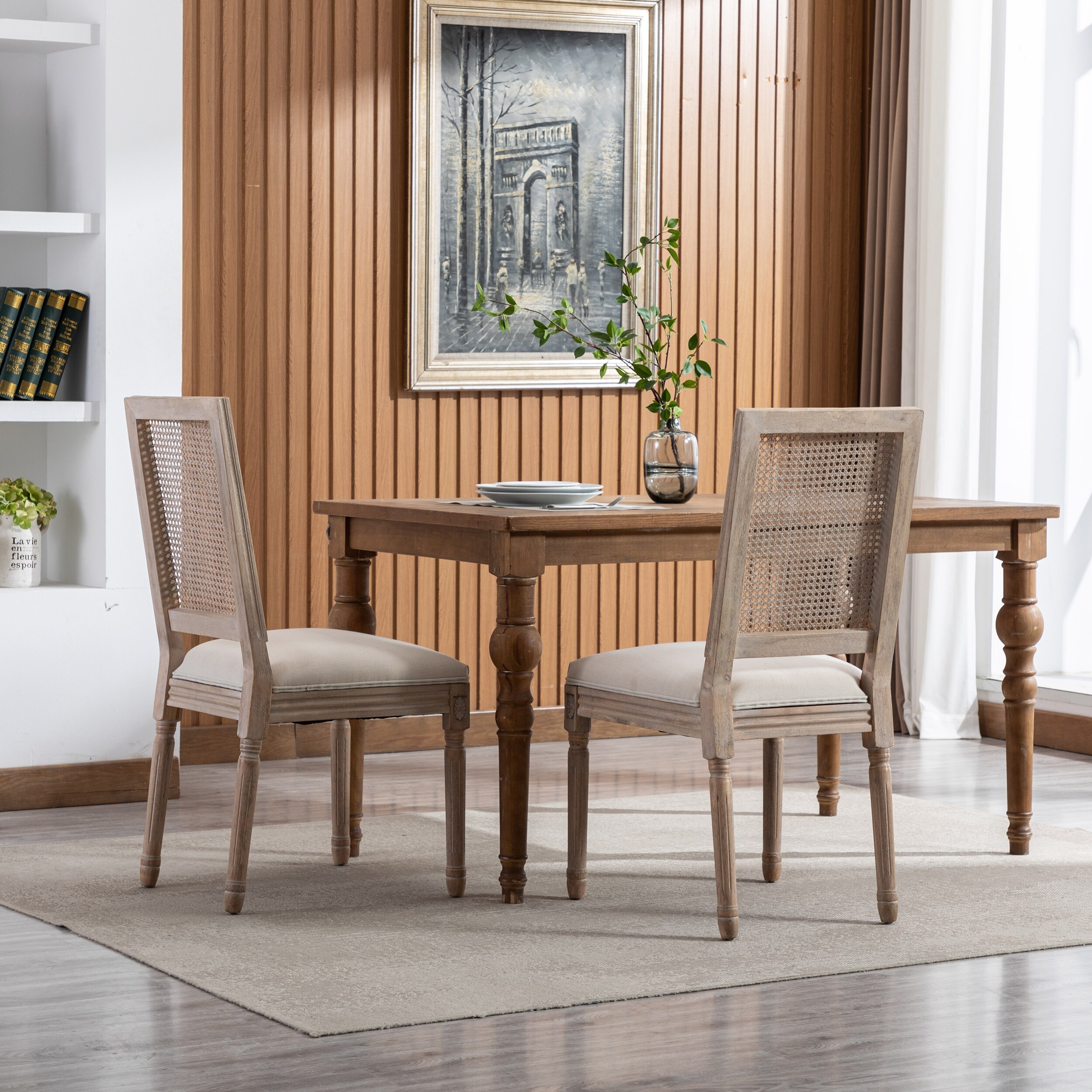 Cream and wood cheap dining chairs