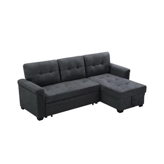 Connor Fabric Reversible Sectional Sleeper Sofa Chaise with Storage