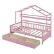 preview thumbnail 72 of 76, Wood House Bed Frame, Wooden Platform Daybed with Storage Shelf, for Teens Boys Girls Bedroom Dorm