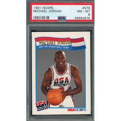 Michael Jordan Team USA Dream Team 1991 Hoops Basketball Card #579 Graded PSA 8 - 8'6" x 11'6"