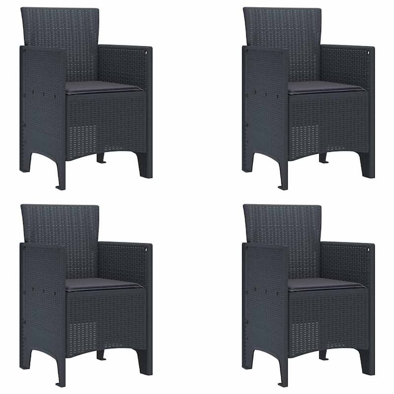 vidaXL Garden Dining Set 5/7 pcs Anthracite/Brown Polt rattan - 150 x 100 x 73 cm