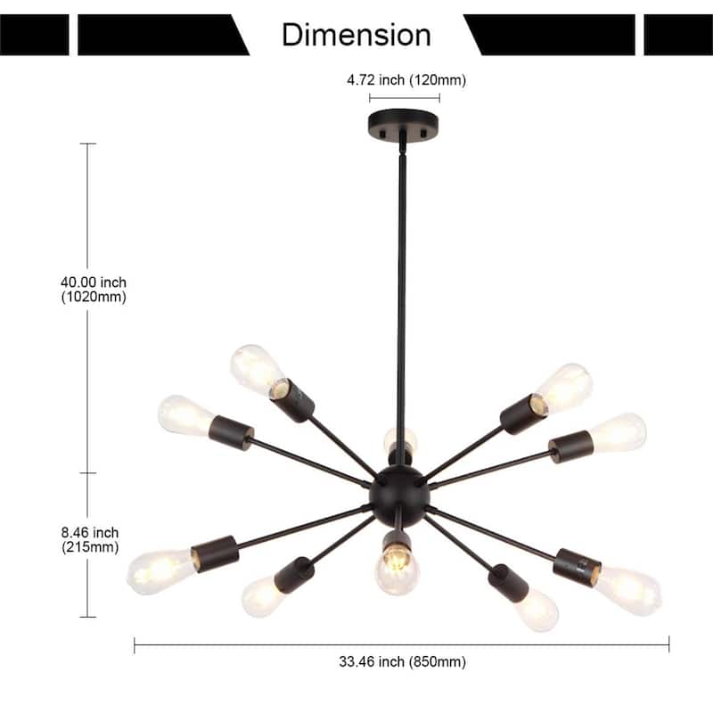 10-Light Mid-Century Sputnik Chandelier