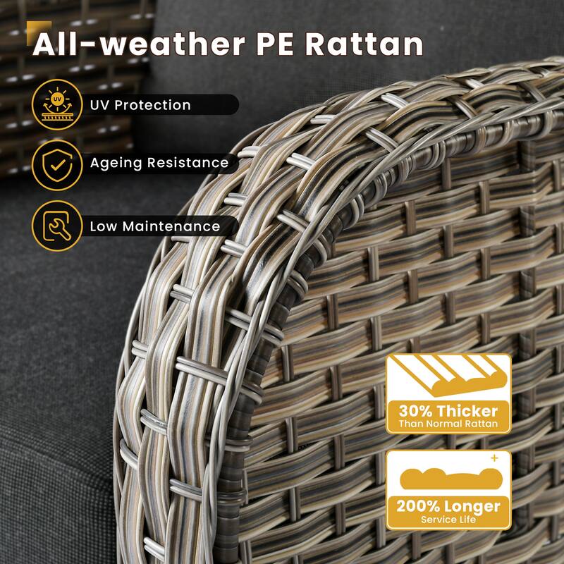 XIZZI Outdoor Patio Furniture Conversation Set with Fire Table