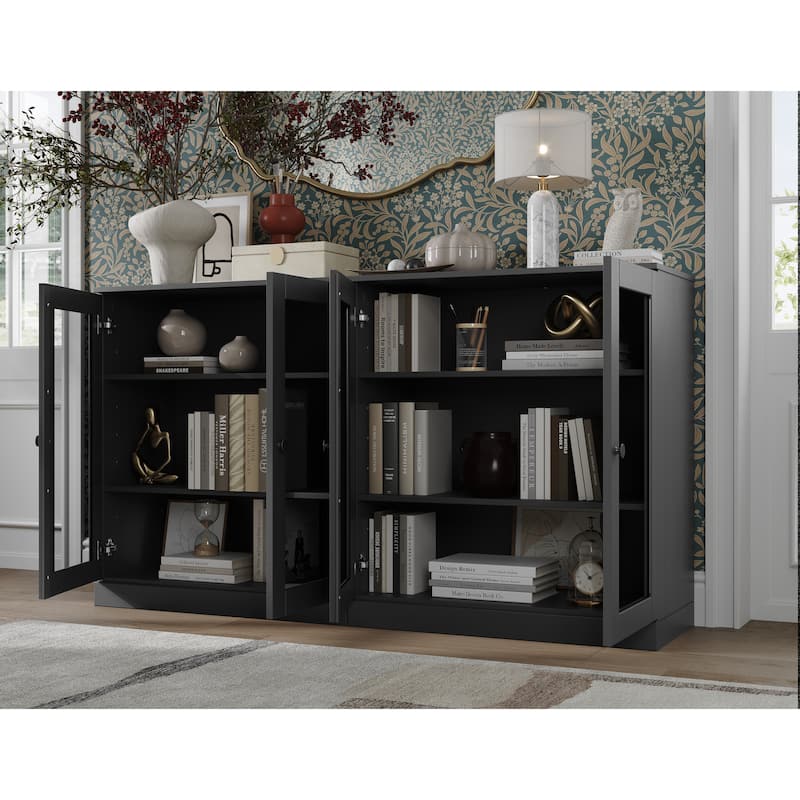 100% Solid Wood Sideboard with Glass or Solid Wood Doors by Palace Imports - 64" x 35.75"
