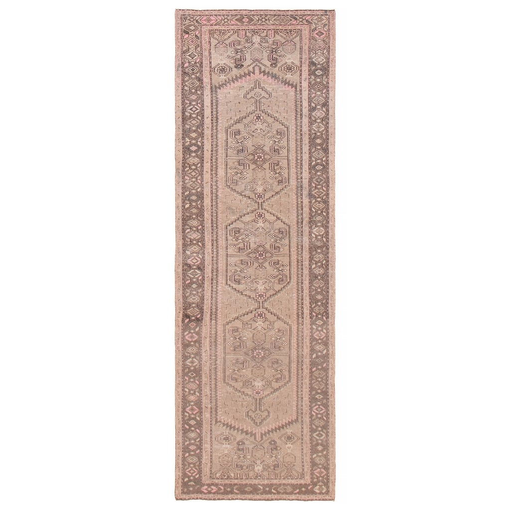 ECARPETGALLERY Hand-knotted Antalya Vintage Tan Wool Rug - 3'4 x 10'3