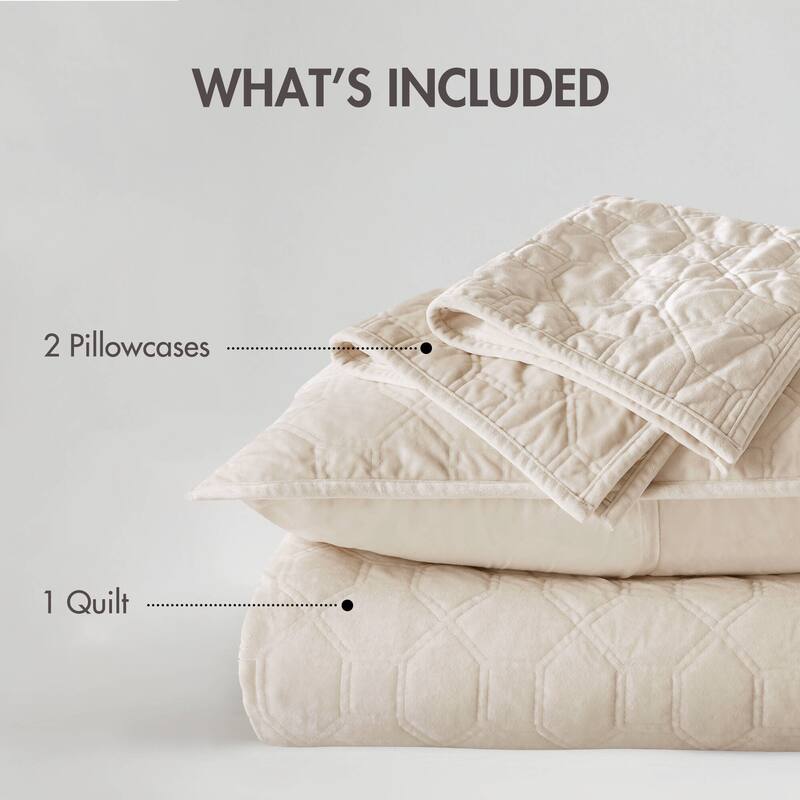 Madison Park Emery 3 Piece Velvet Quilt Set