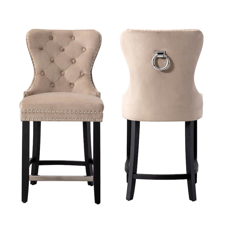 Carter 24" Wingback Tufted Nailhead Counter Stool (Set of 2)