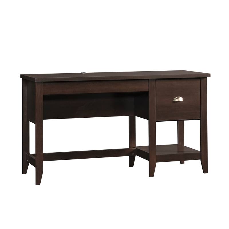 Wood Transitional Desk with 2 Smooth-Glide Drawers, Brown