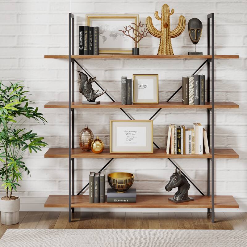Irene Industrial 4 Shelf Firwood Bookcase by Christopher Knight Home