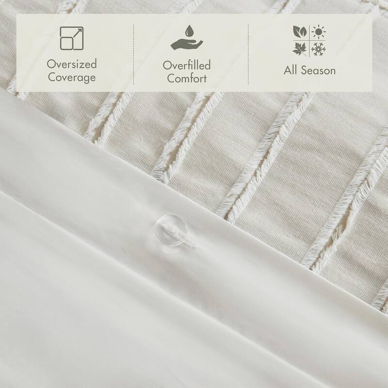 Madison Park Signature Essence Oversized Cotton Clipped Jacquard Comforter Set with Euro Shams and Throw Pillows