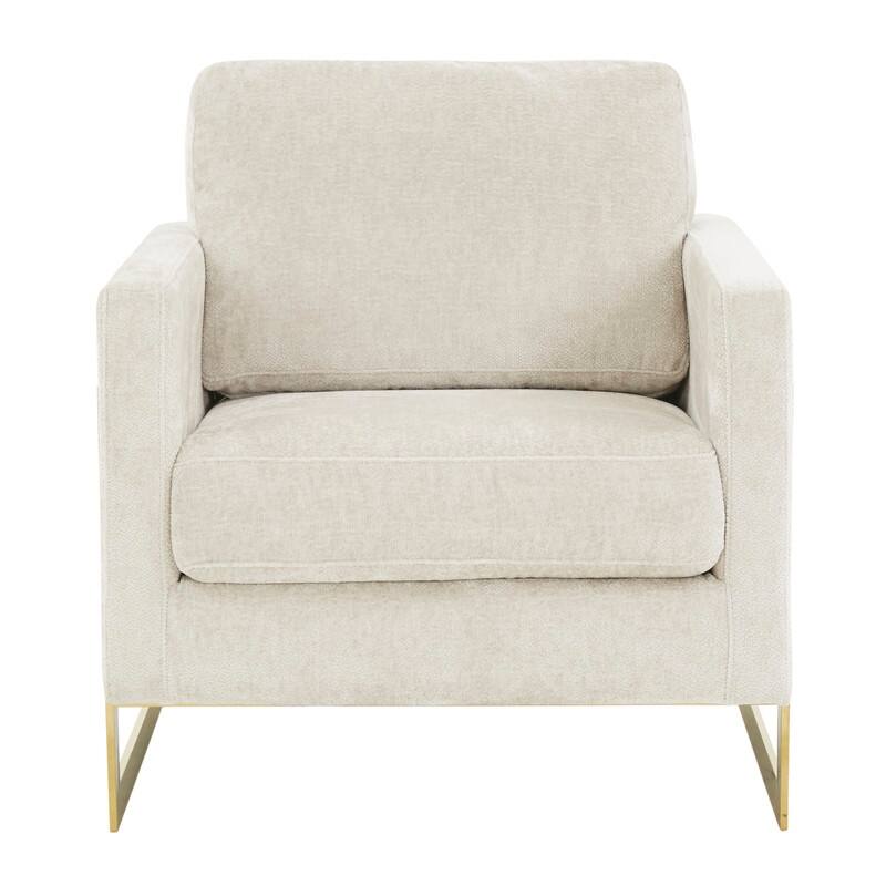 Lincoln Sofa Upholstered Boucle Accent Single Seater Arm Chair with Gold Stainless Steel Frame for Bedroom Living Room