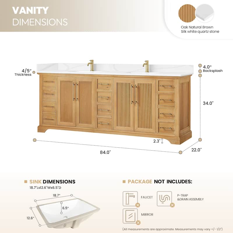 Tokyo Bath Vanity with Quartz Stone Top without Mirror