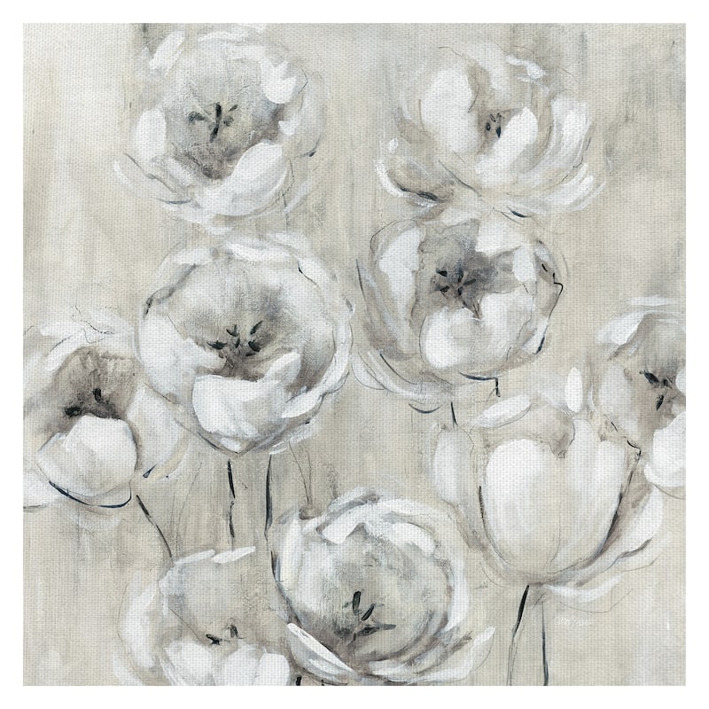 Sketchy Tulips White by Galaxy of Graphics Canvas Art Print