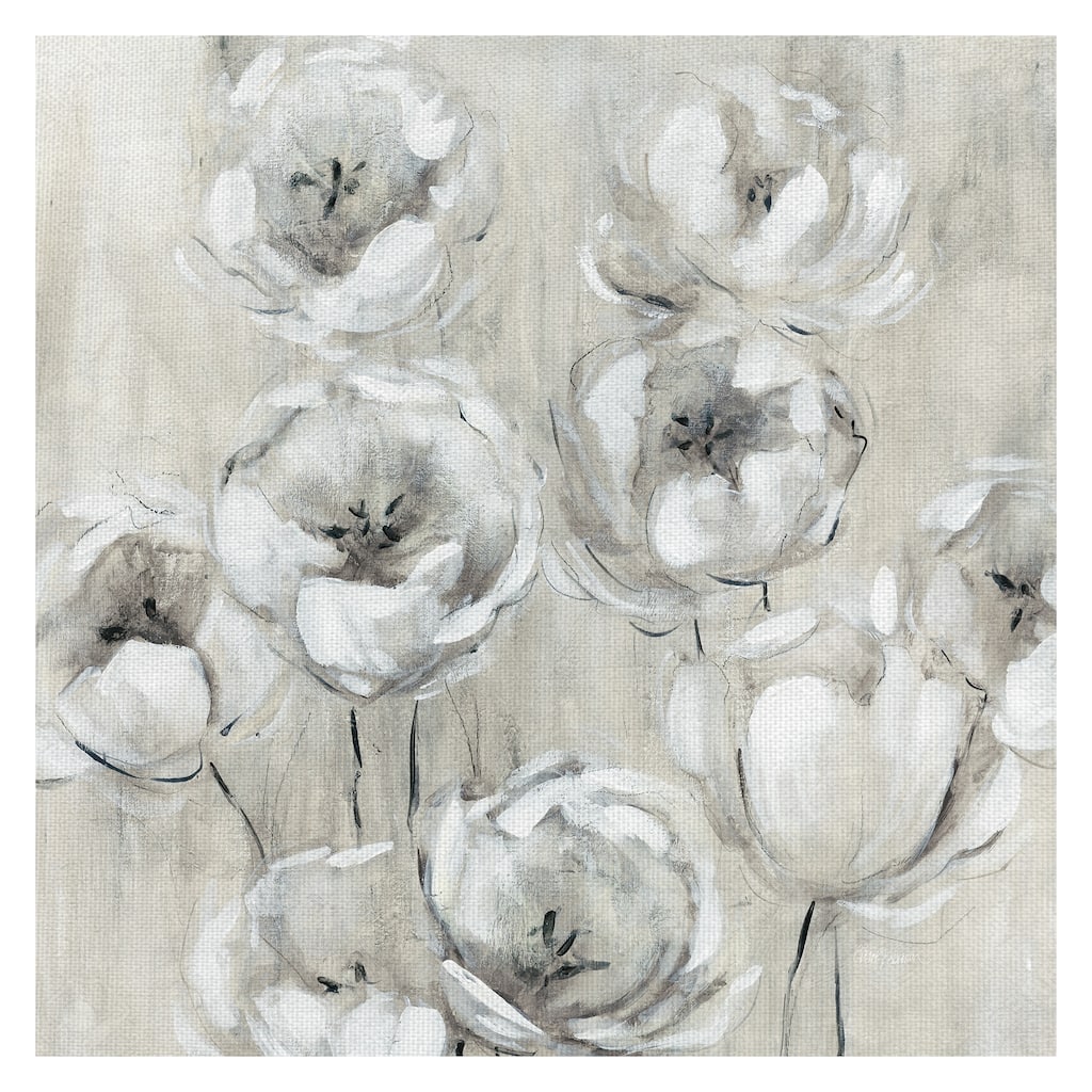 Sketchy Tulips White by Galaxy of Graphics Canvas Art Print