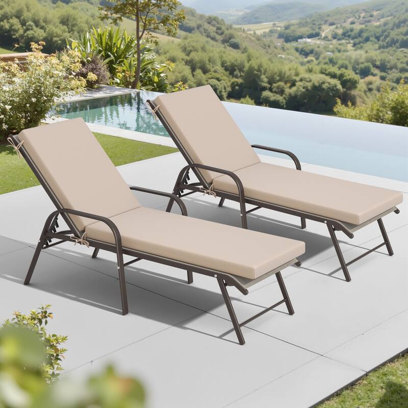 Pellebant Outdoor Adjustable Patio Chaise Lounge Chairs with Cushions