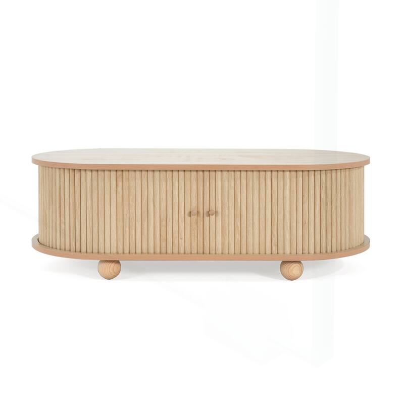 Exquisite Oval Storage Side Table with Retro Appeal