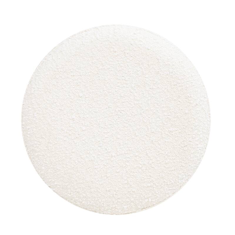 Nebula 16.5" Boucle Round Ottoman with Burl Wood Base