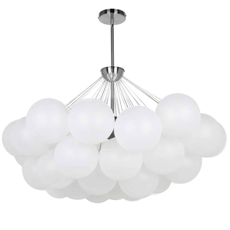 8 Light Chandelier - Baroque Style Chrome Finish & Frosted Glass - Elegant Ceiling Light Fixture - 12