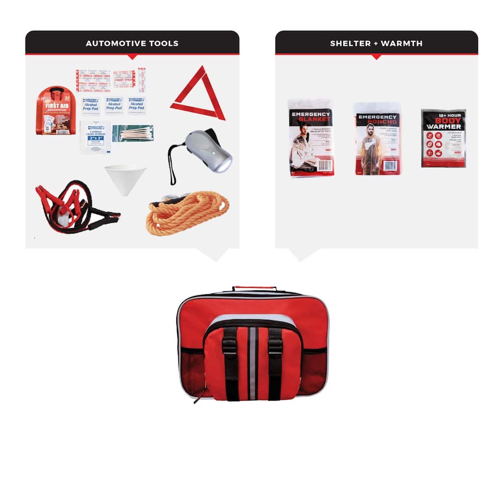 WSK Emergency Auto Kit – Roadside Essentials for Car & Truck Safety - Multicolor