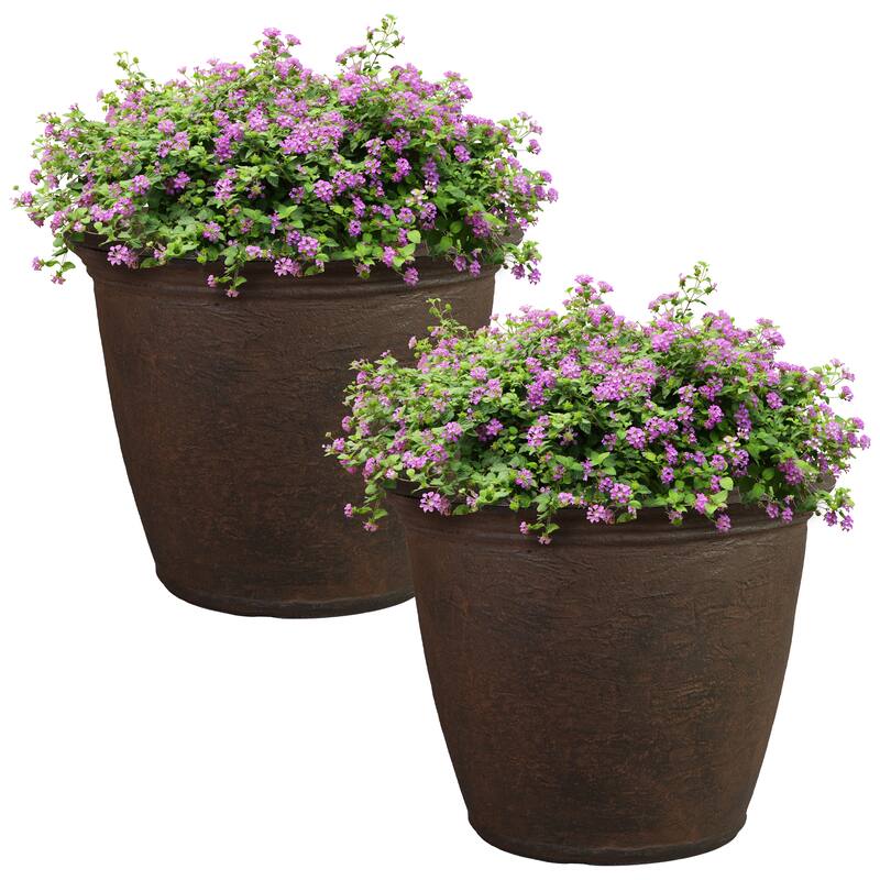 Sunnydaze Anjelica Outdoor Flower Pot Planter - 20-Inch - 2-Pack