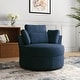 preview thumbnail 45 of 60, Upholstered Accent Swivel Barrel Armchair Club Chair with Pillows Navy Chenille