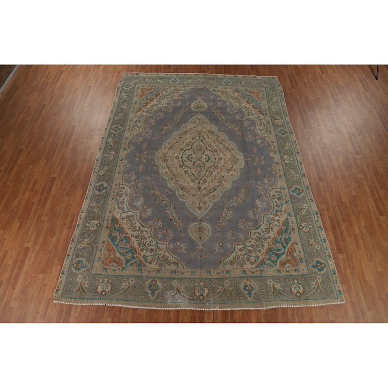 Tabriz Persian Vintage Area Rug Handmade Wool Carpet - 9'6" x 13'0"
