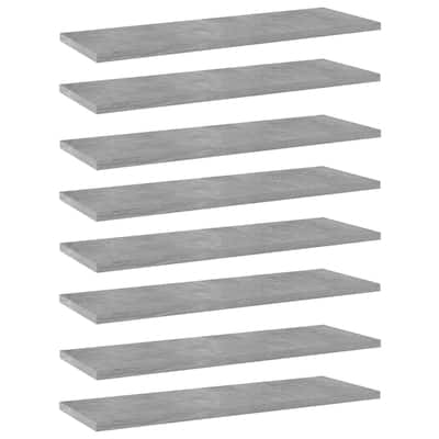 vidaXL Bookshelf Boards 8 pcs Concrete Gray 23.6"x7.9"x0.6" Chipboard