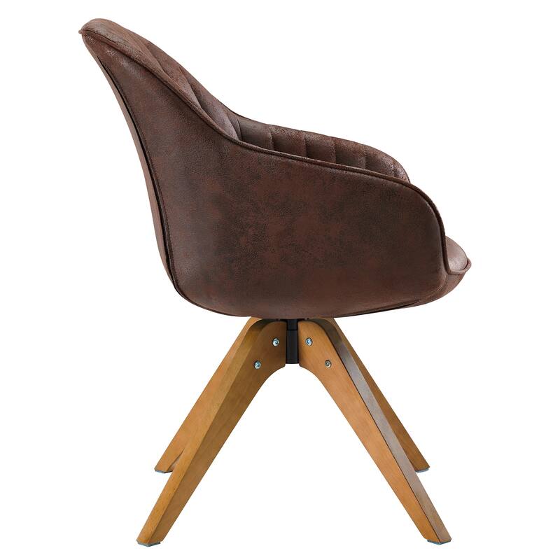 Art Leon Modern Home Office Swivel Arm Accent Chair with Wood Legs