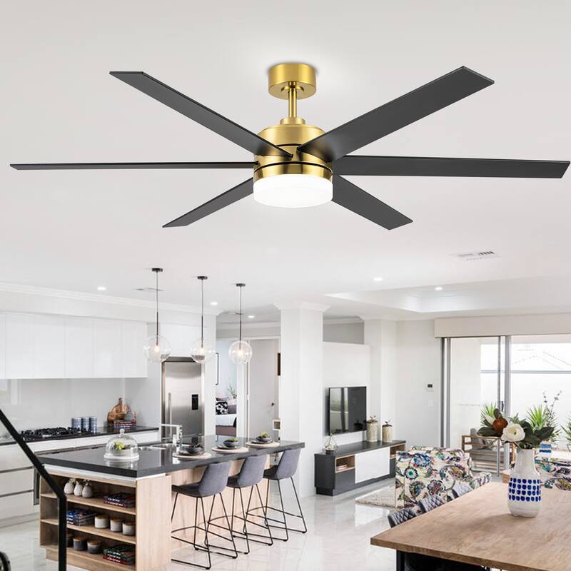 65 in. Integrated LED Indoor Gold/Black ceiling Fans with Light and Remote Control Included