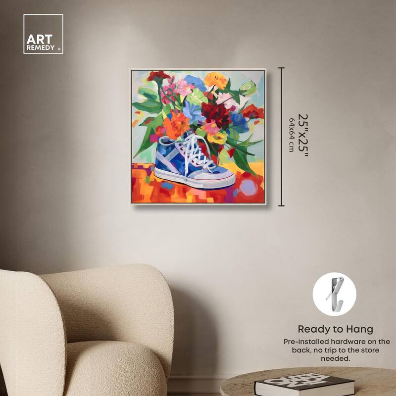 Colorful Sneaker Bouquet Canvas by Art Remedy