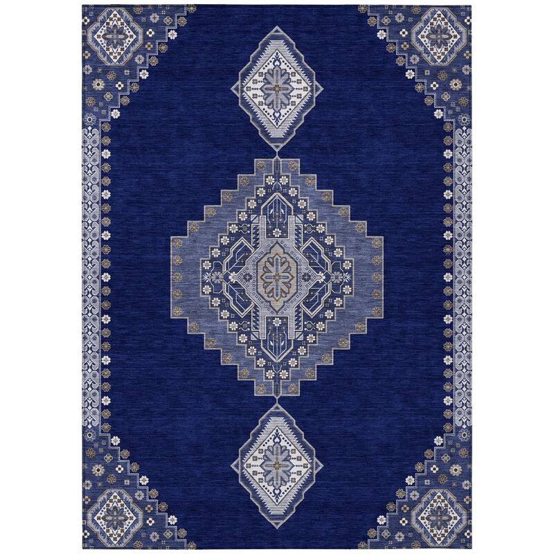 Machine Washable Indoor/ Outdoor Boho Traditional Chantille Rug