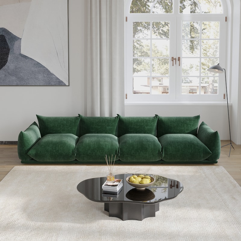 4-Seats Modular Sectional Sofa Chenille Fabric Sofa - Green