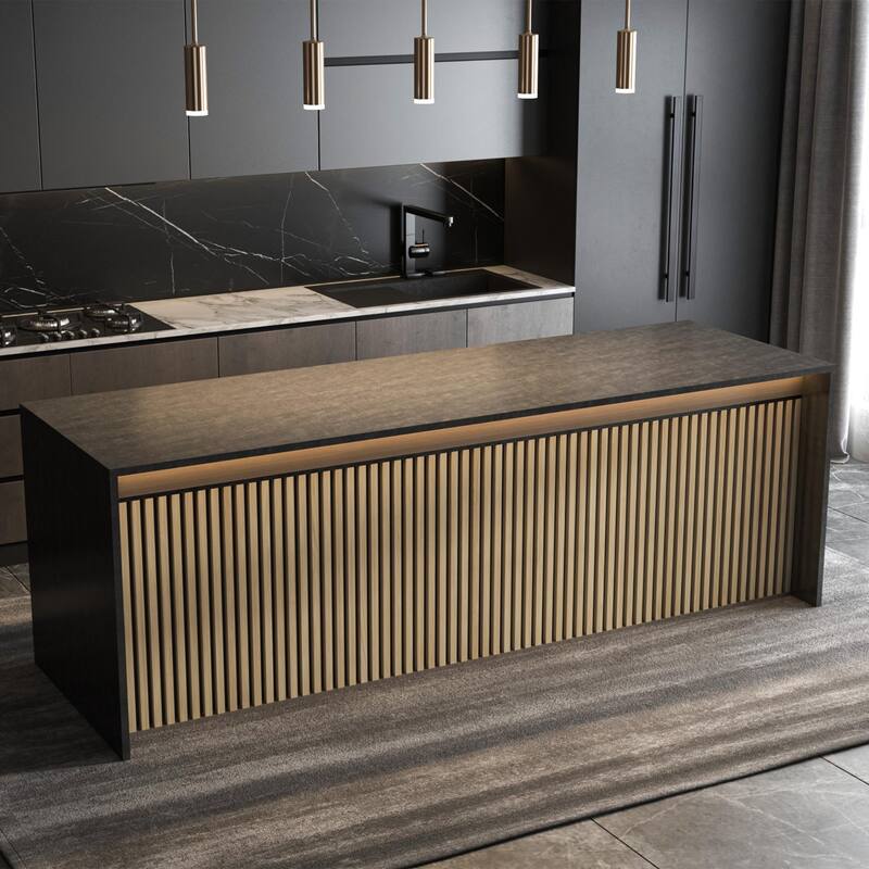 4 Panels 93"x12" MDF Slat 3D Wall Paneling Cover 31 Sq.Ft. - N/A