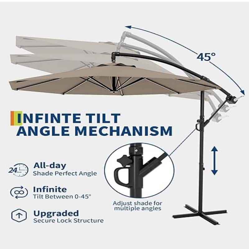 10' Cantilever Large Parasol with Cross Base, Navy