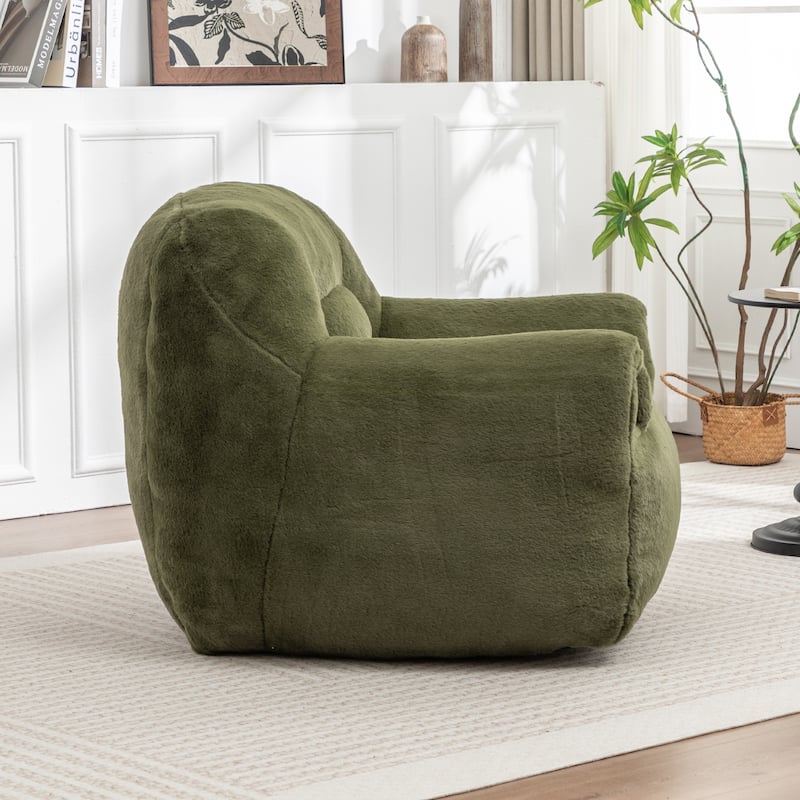Comfy Bean Bag Sofa With Back Support, Faux Fur Bean Bag Chair For Adults And Kids