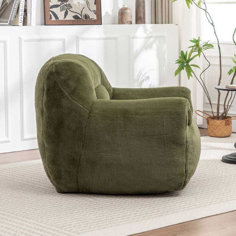 Faux Fur Bean Bag Chair with Back Support & Footstool - Comfy Floor Sofa for Adults & Kids, Living Room, Bedroom (2 Options)