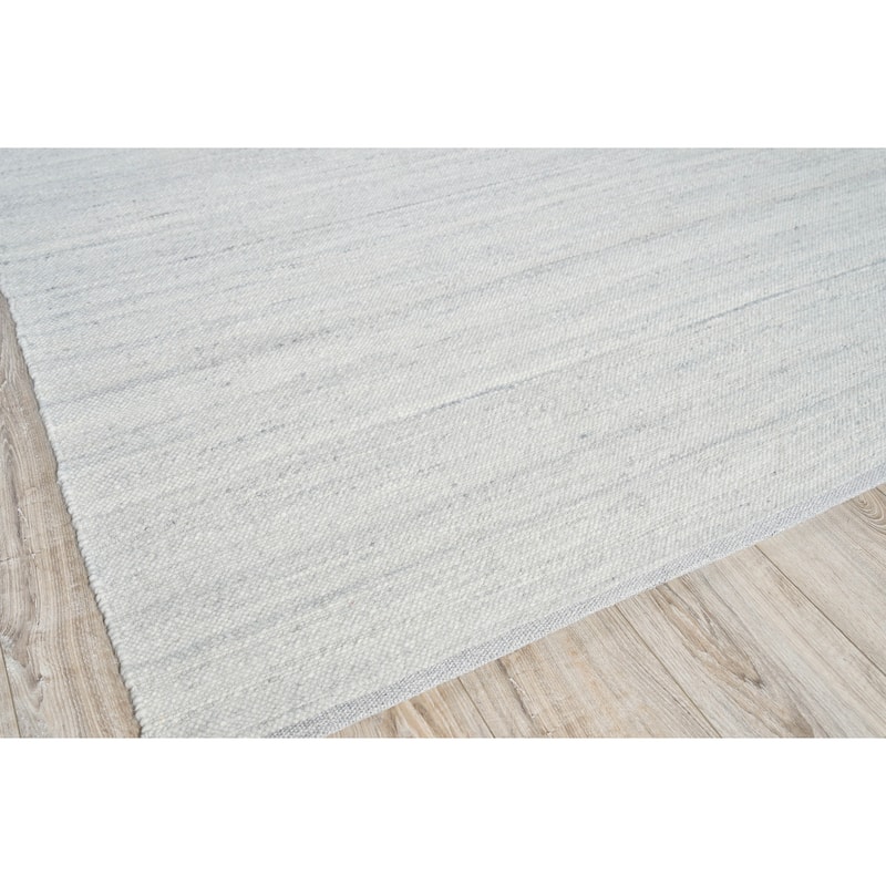 EXQUISITE RUGS Tocayo Flatweave New Zealand Wool Ivory/Light Blue Area Rug.