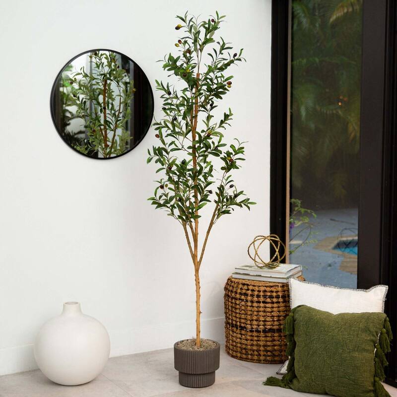 Artificial Potted Olive Tree - 6' - Green