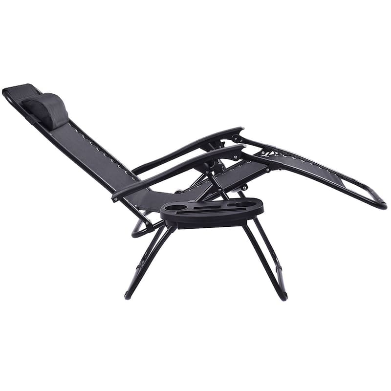 Costway 2 PCS Folding Zero Gravity Reclining Lounge Chairs Beach Patio - 2 PCS