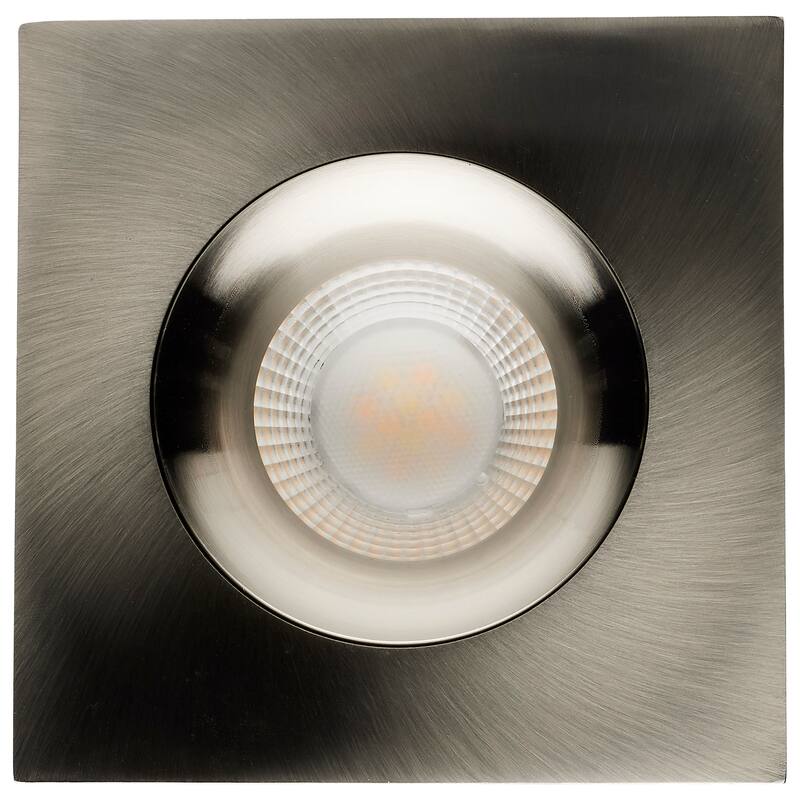 12W LED Direct Wire Downlight Gimbaled 3.5In CCT Selectable Square Remote Driver Brushed Nickel 840L - Brushed Nickel