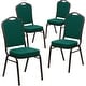 preview thumbnail 22 of 25, 4 Pack Crown Back Stacking Banquet Chair Green Fabric/Gold Vein Frame
