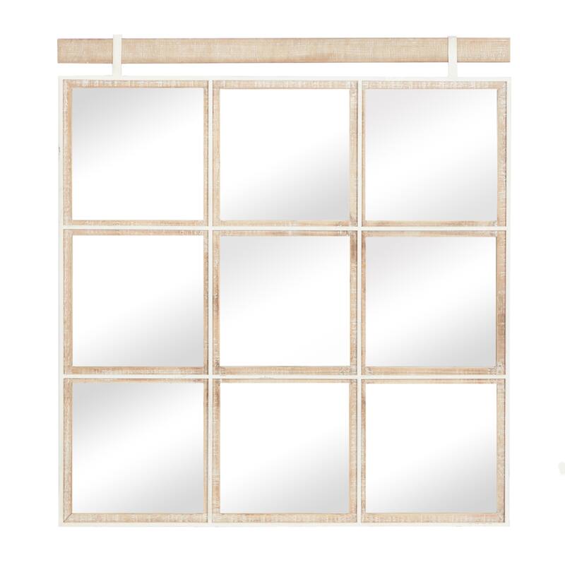 Brown Wood Rustic Wall Mirror 35 x 32 x 1 - 32 x 1 x 35