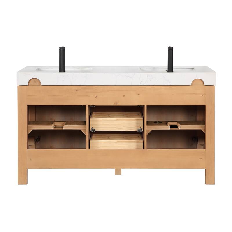 Leon 60 in. Double Bathroom Vanity with Composite Stone Top