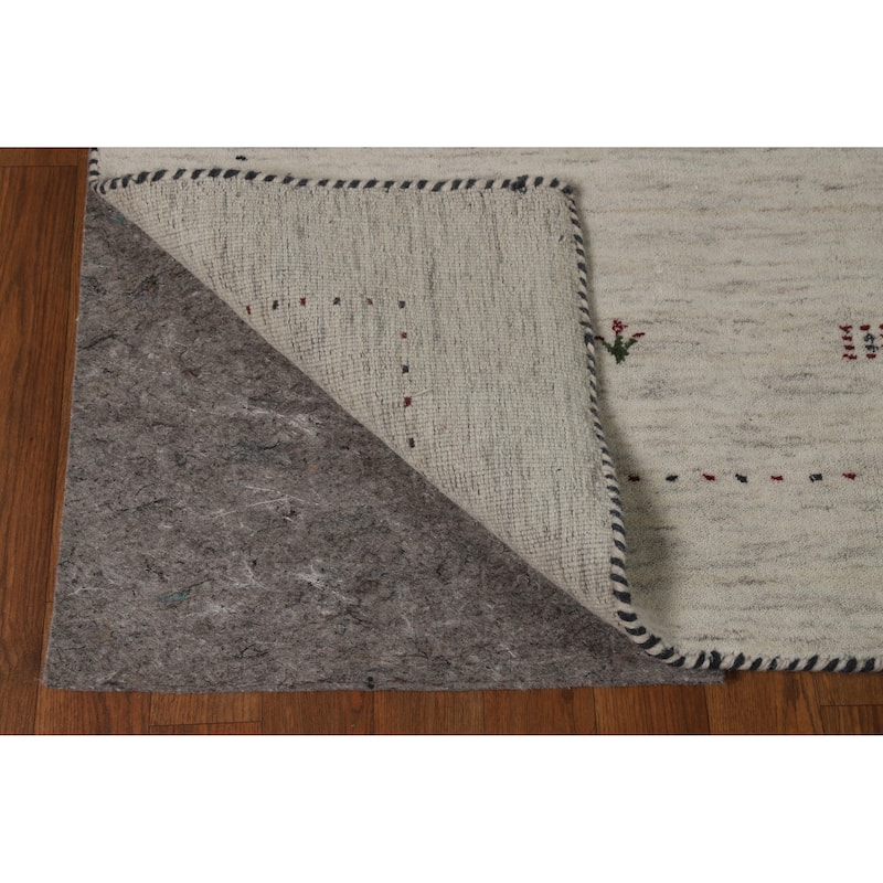 Gabbeh Oriental Rug Handmade Beige Tribal Wool Carpet - 4'4" x 5'10"