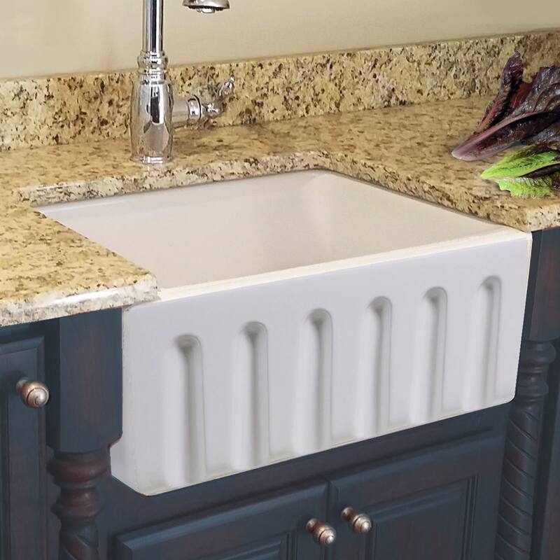 Highpoint Collection 24-inch Single Bowl Reversible Fireclay Farmhouse Kitchen Sink