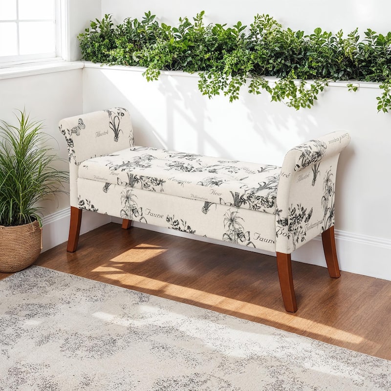 Storage Bench Ottoman - Rectangular Upholstered Seat with Hidden Storage for Blankets, Shoes, and Living Room Essentials