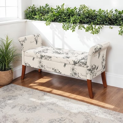 Storage Bench Ottoman - Rectangular Upholstered Seat with Hidden Storage for Blankets, Shoes, and Living Room Essentials