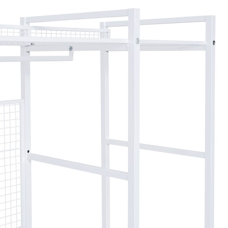 Open-Style Wardrobe with Hanging Rails, Shelves and Drawers - N/A