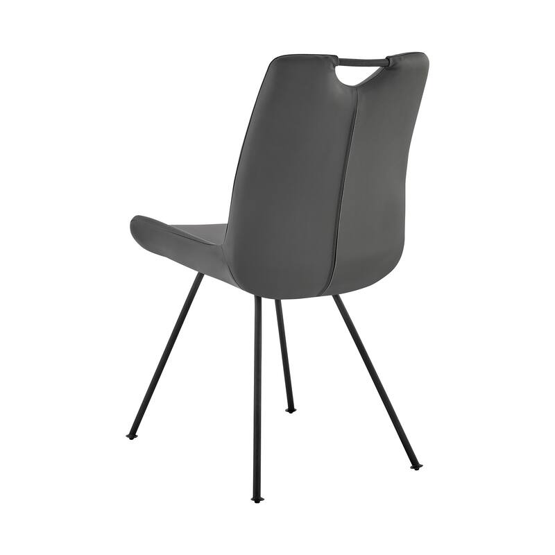 Contemporary Dining Chair in Gray Powder Coated Finish and Gray Faux Leather - Set of 2